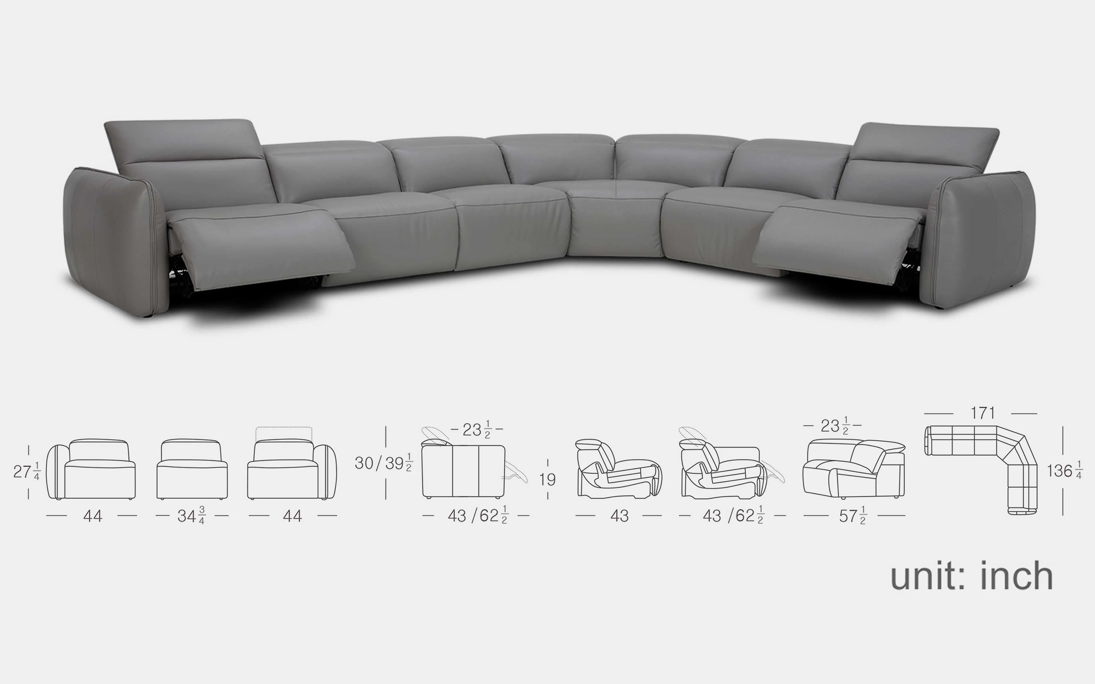 Snoopy Modern Motion Reclining Sectional Sofa - Image 13