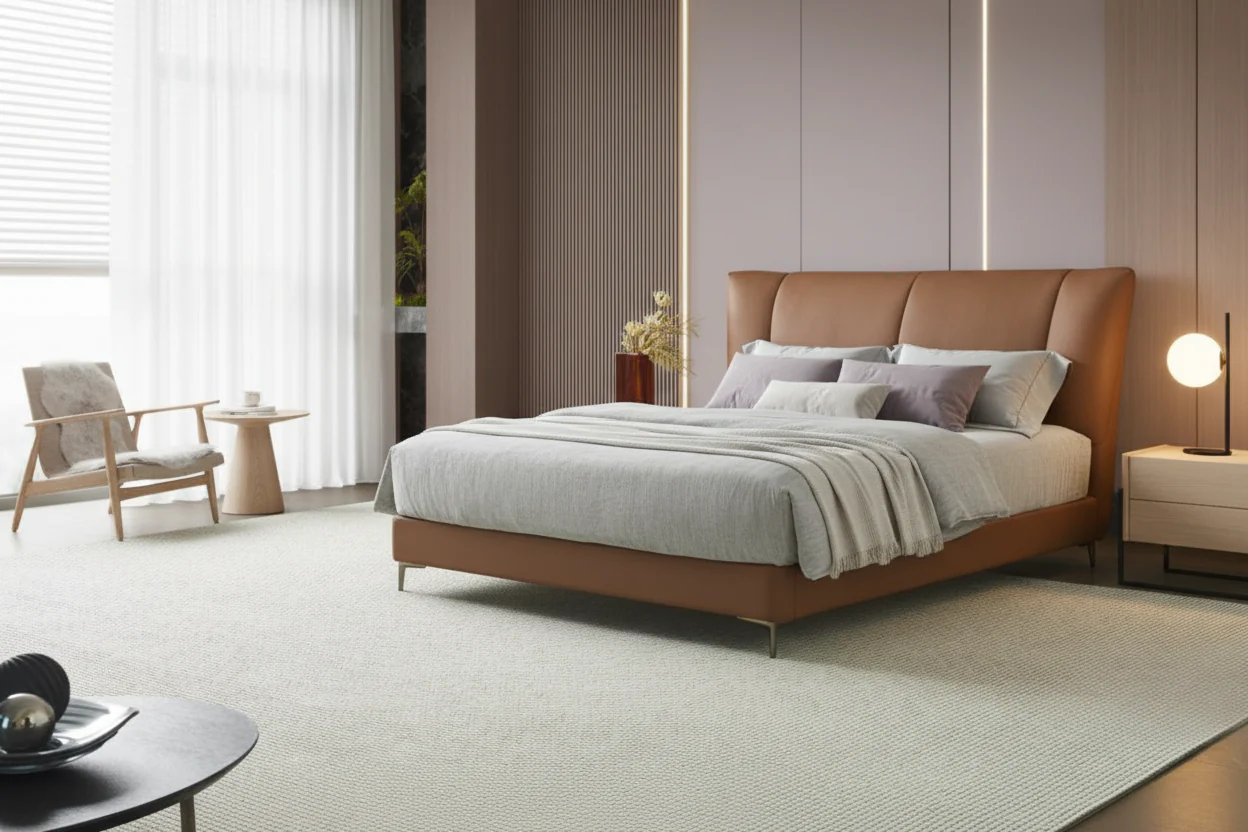 Solvan Leather Crown Bed - Image 11
