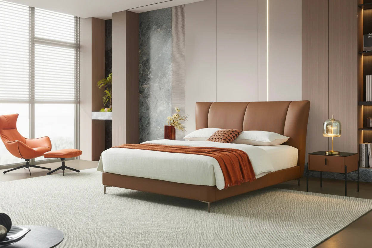 Solvan Leather Crown Bed - Image 9