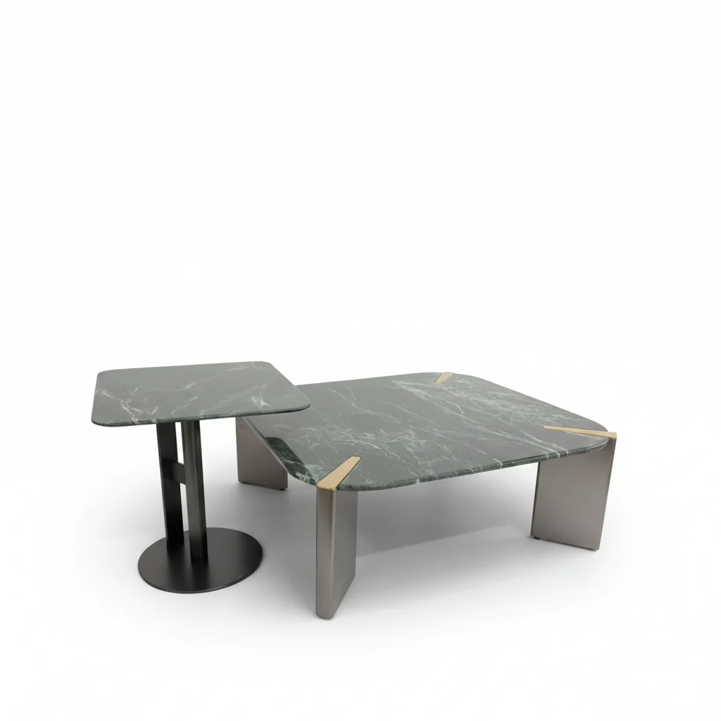 Verdant Marble Coffee & Side Table Set