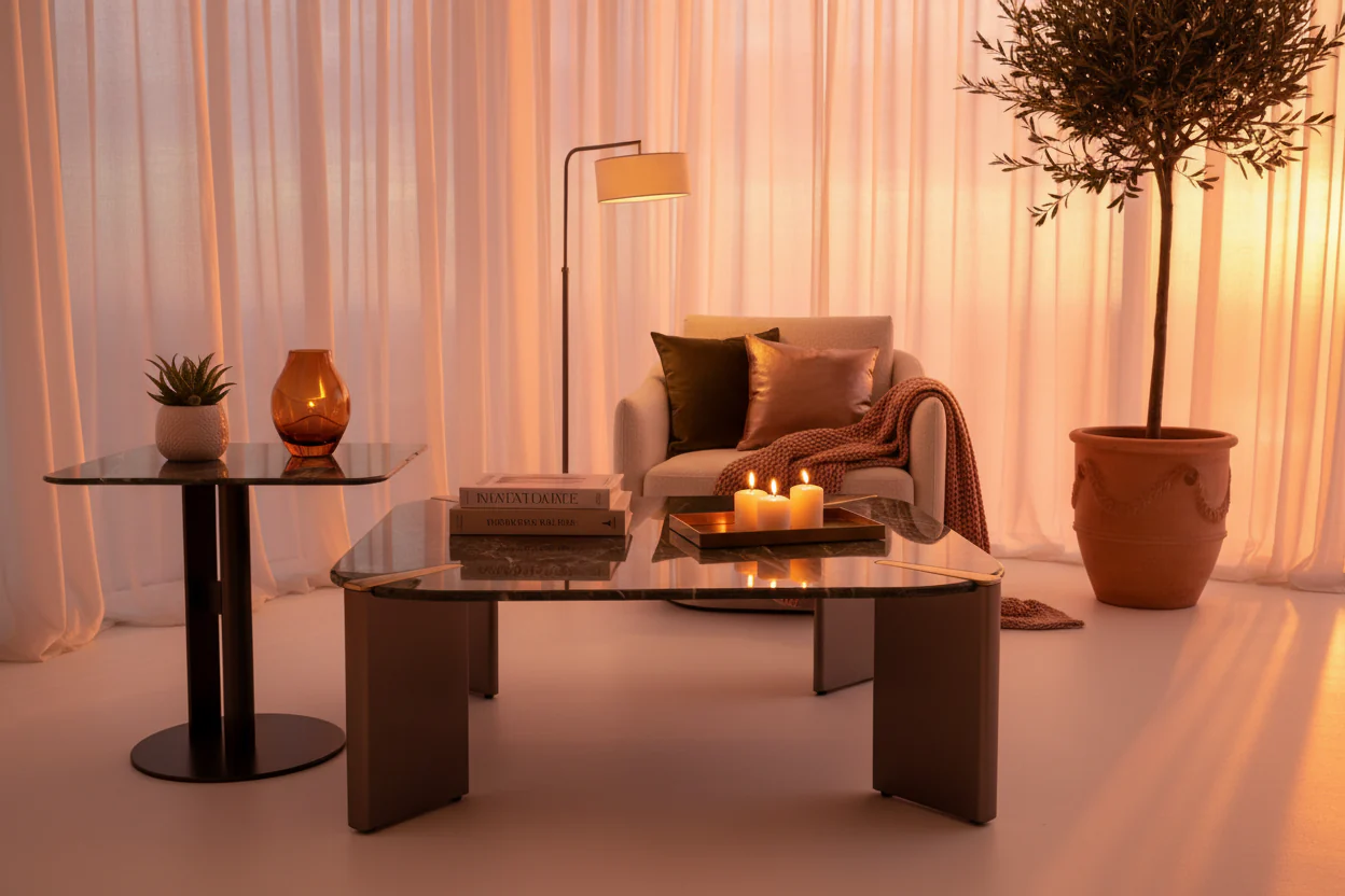 Verdant Marble Coffee & Side Table Set - Image 5