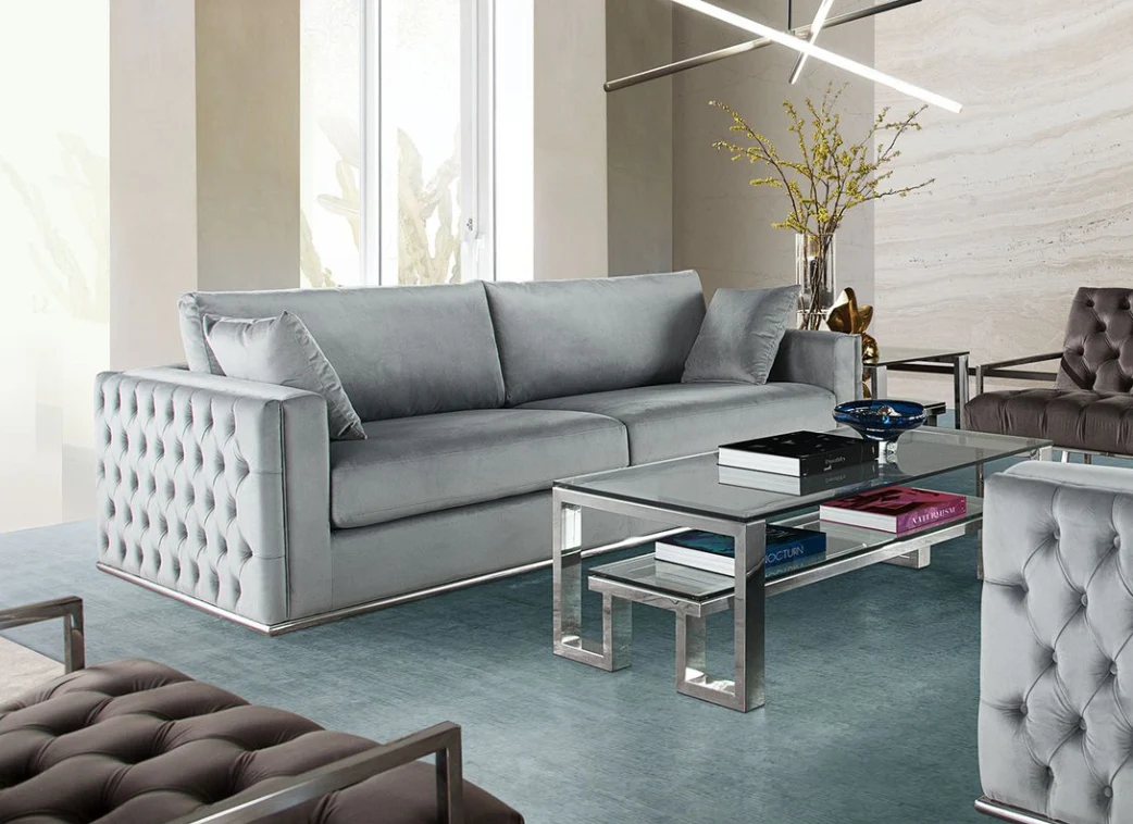 Sterling Velvet Tufted Sofa - Image 2