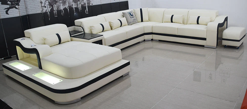 Sydney U-Shape Leather Sectional with LED Lights - Image 4