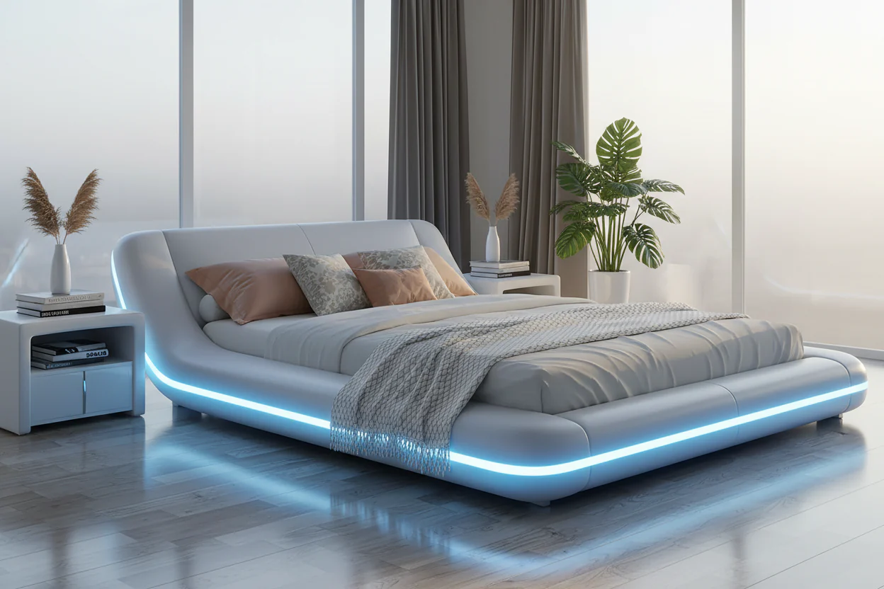 Tavia Modern Minimalist Bed with LED Lights - Image 10