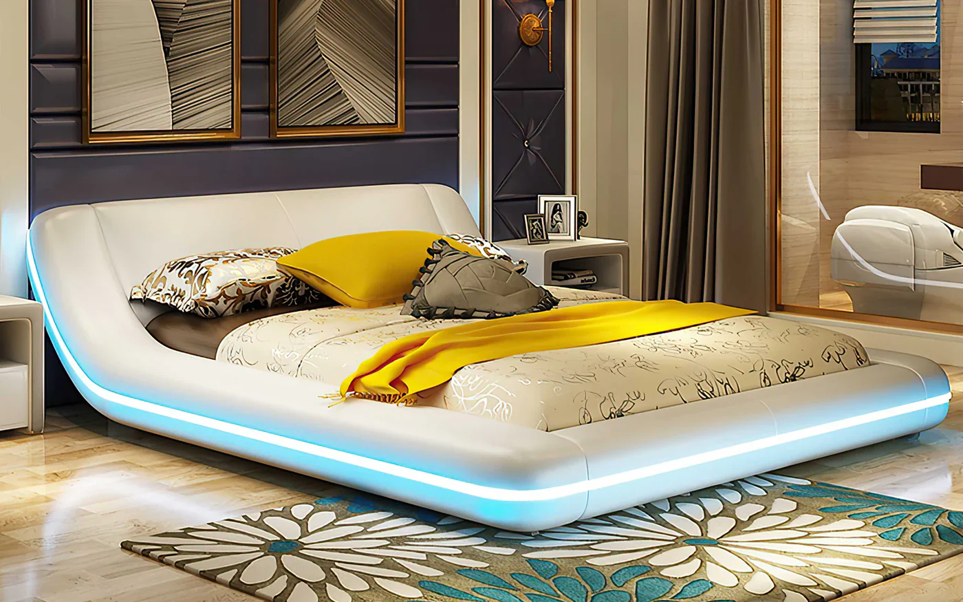 Tavia Modern Minimalist Bed with LED Lights - Image 11