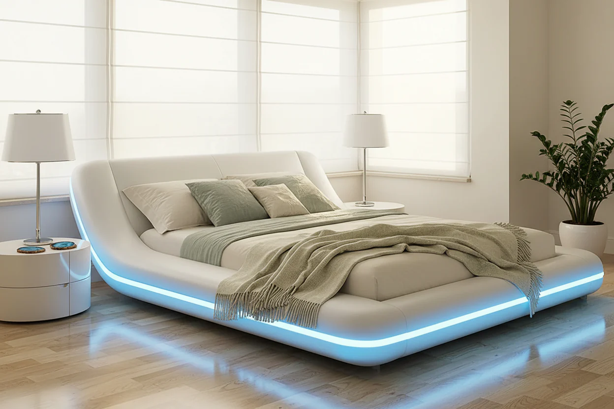 Tavia Modern Minimalist Bed with LED Lights - Image 6