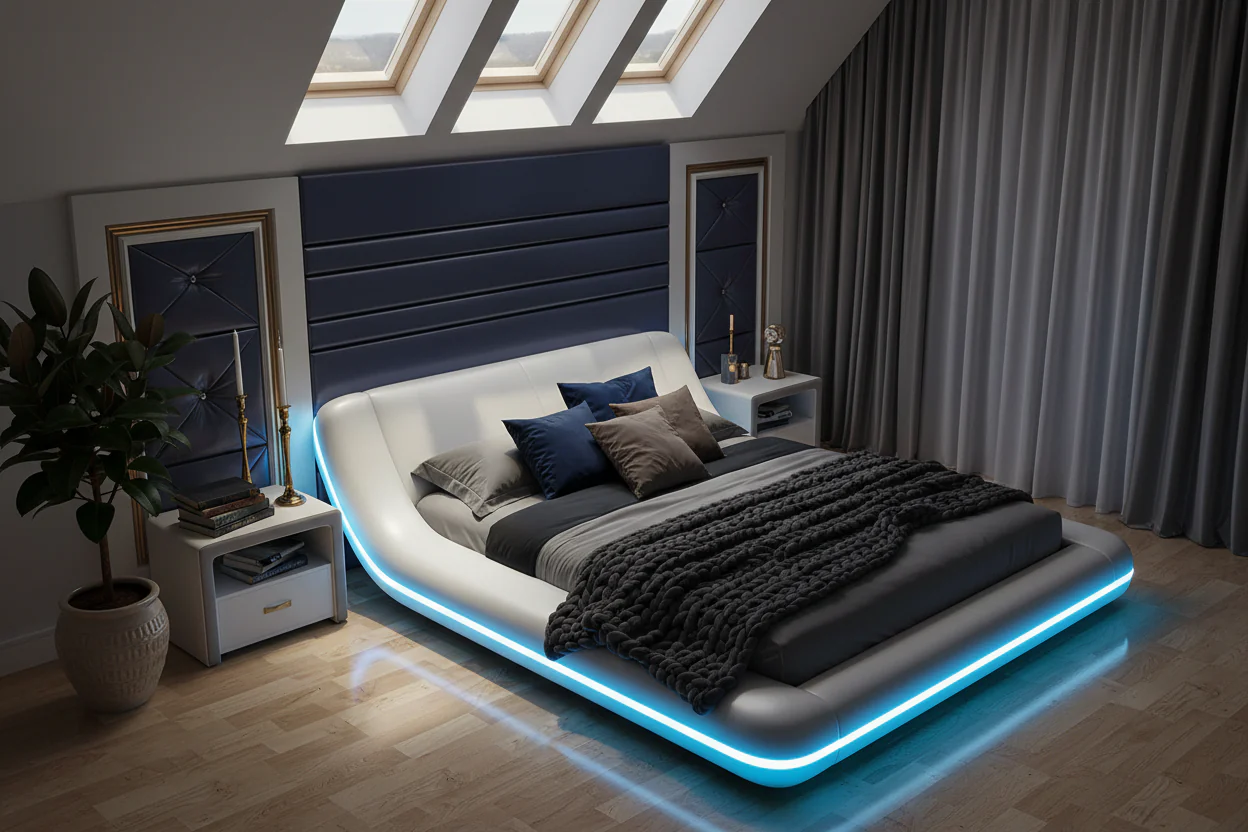 Tavia Modern Minimalist Bed with LED Lights - Image 8
