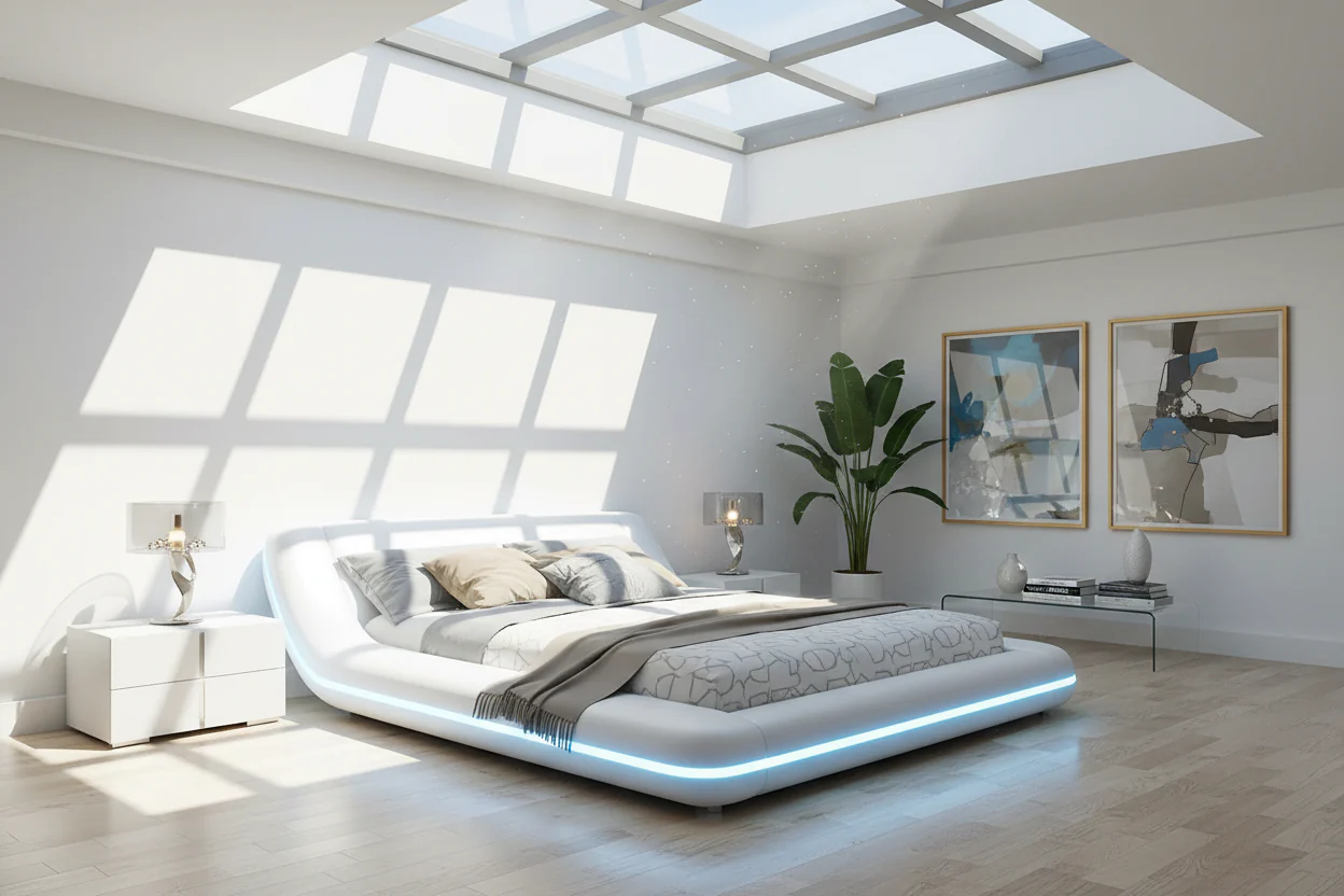 Tavia Modern Minimalist Bed with LED Lights - Image 9