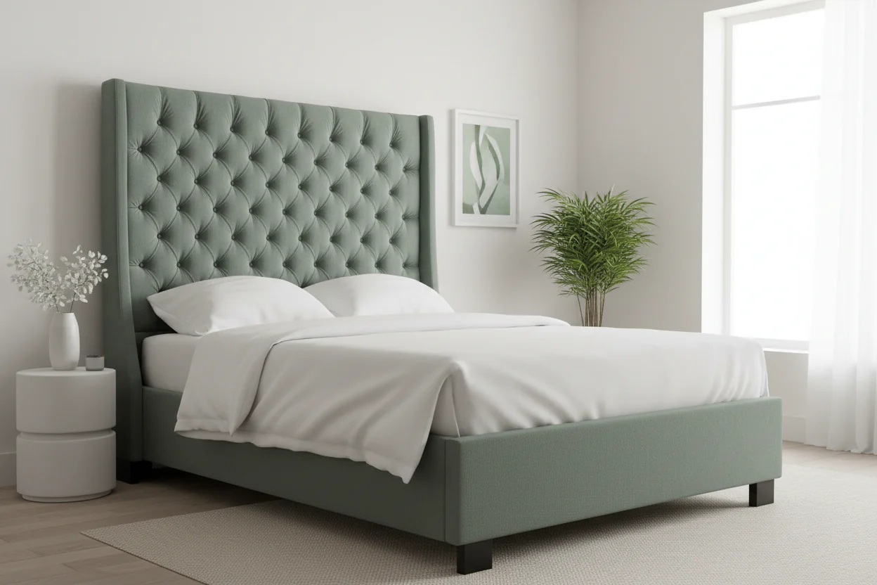 Tufted Wingback Platform Bed - Image 11