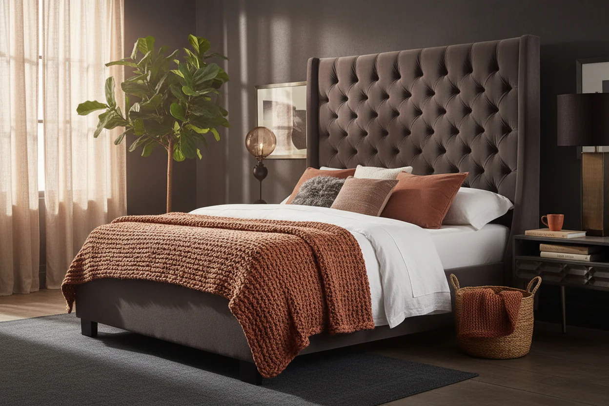 Tufted Wingback Platform Bed - Image 12
