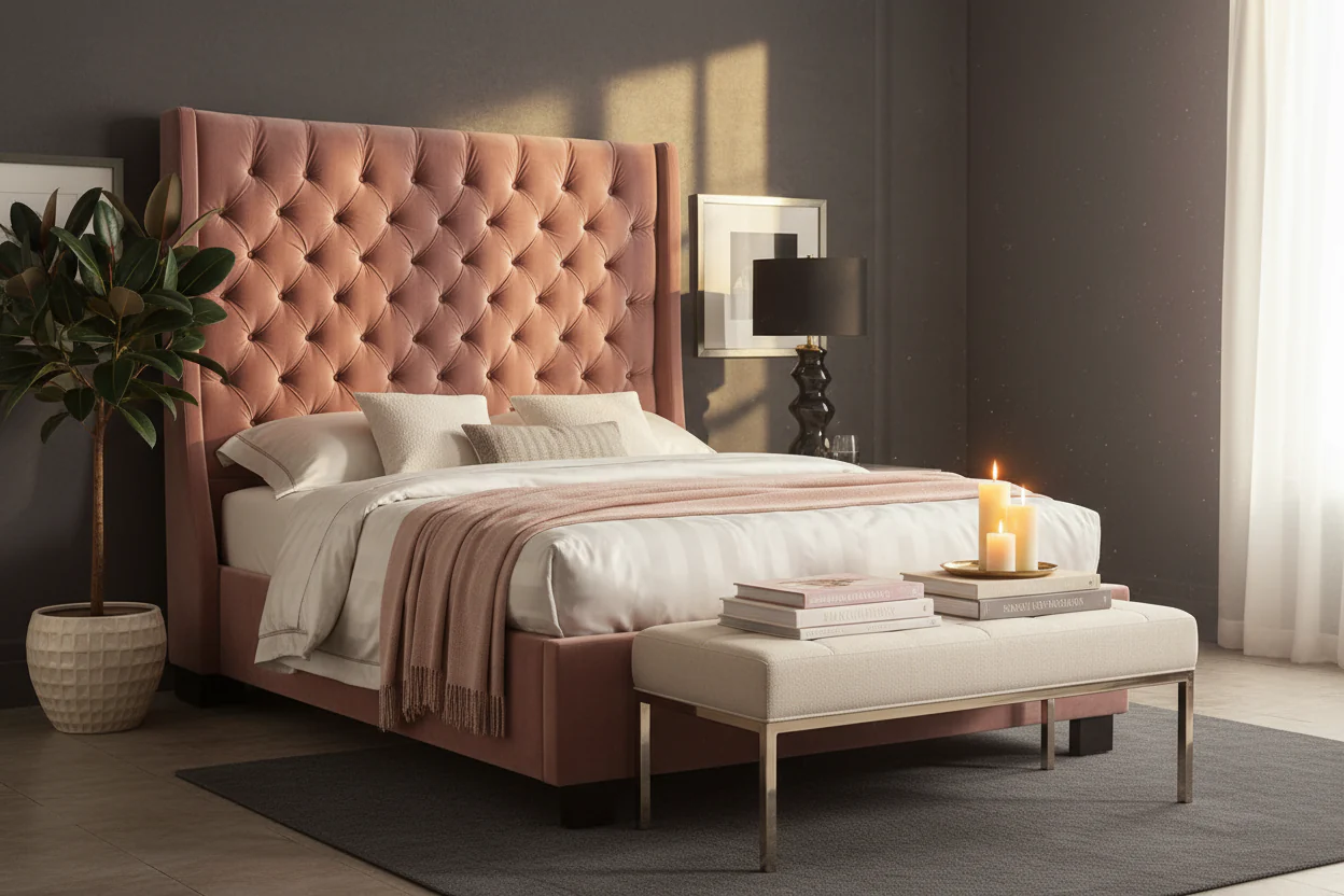 Tufted Wingback Platform Bed - Image 13