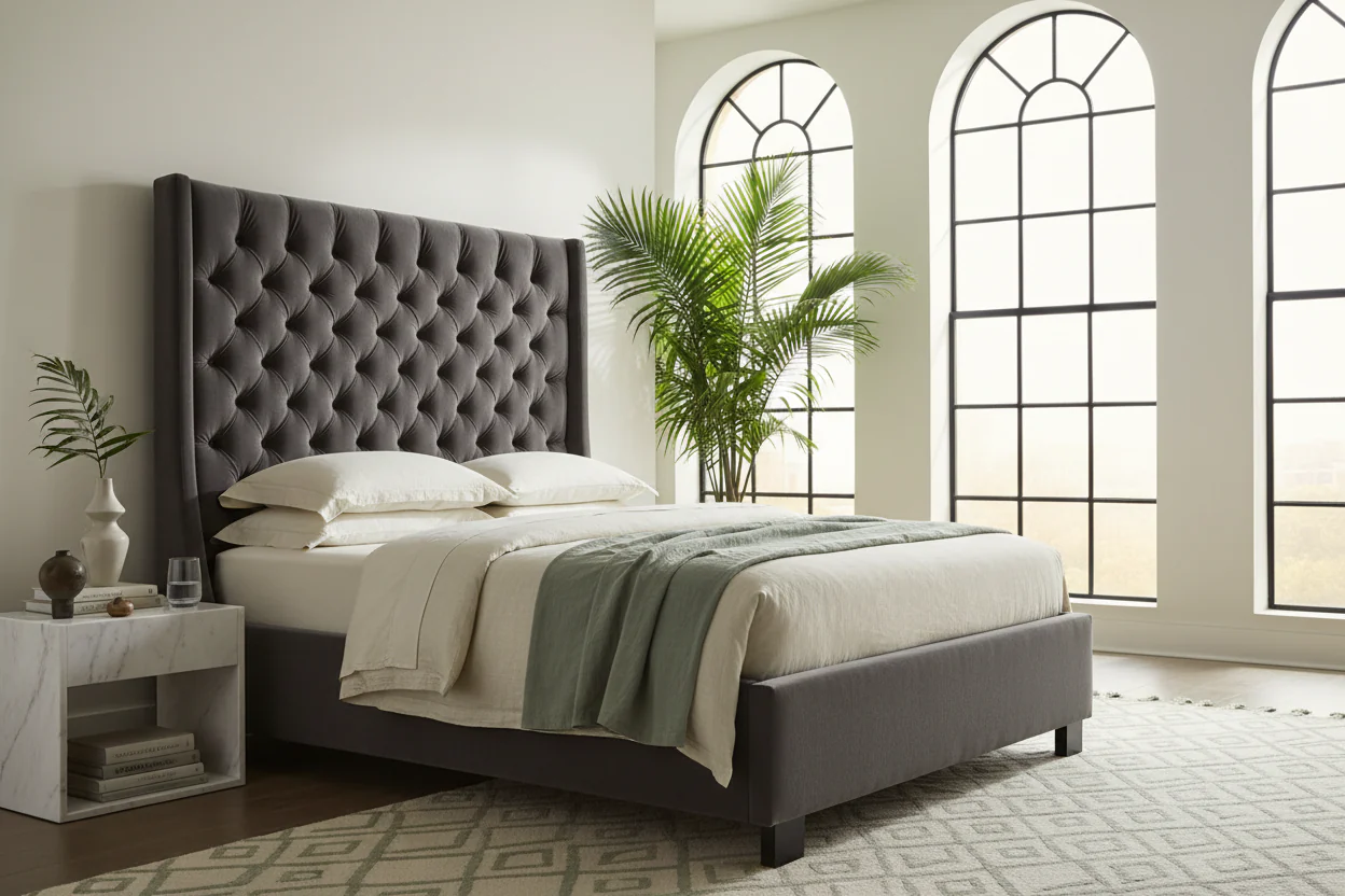 Tufted Wingback Platform Bed - Image 7