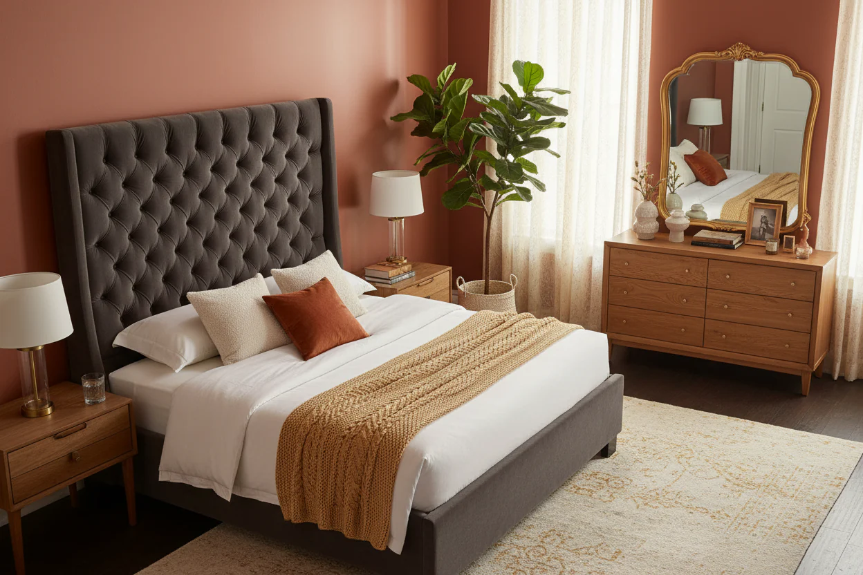Tufted Wingback Platform Bed - Image 9