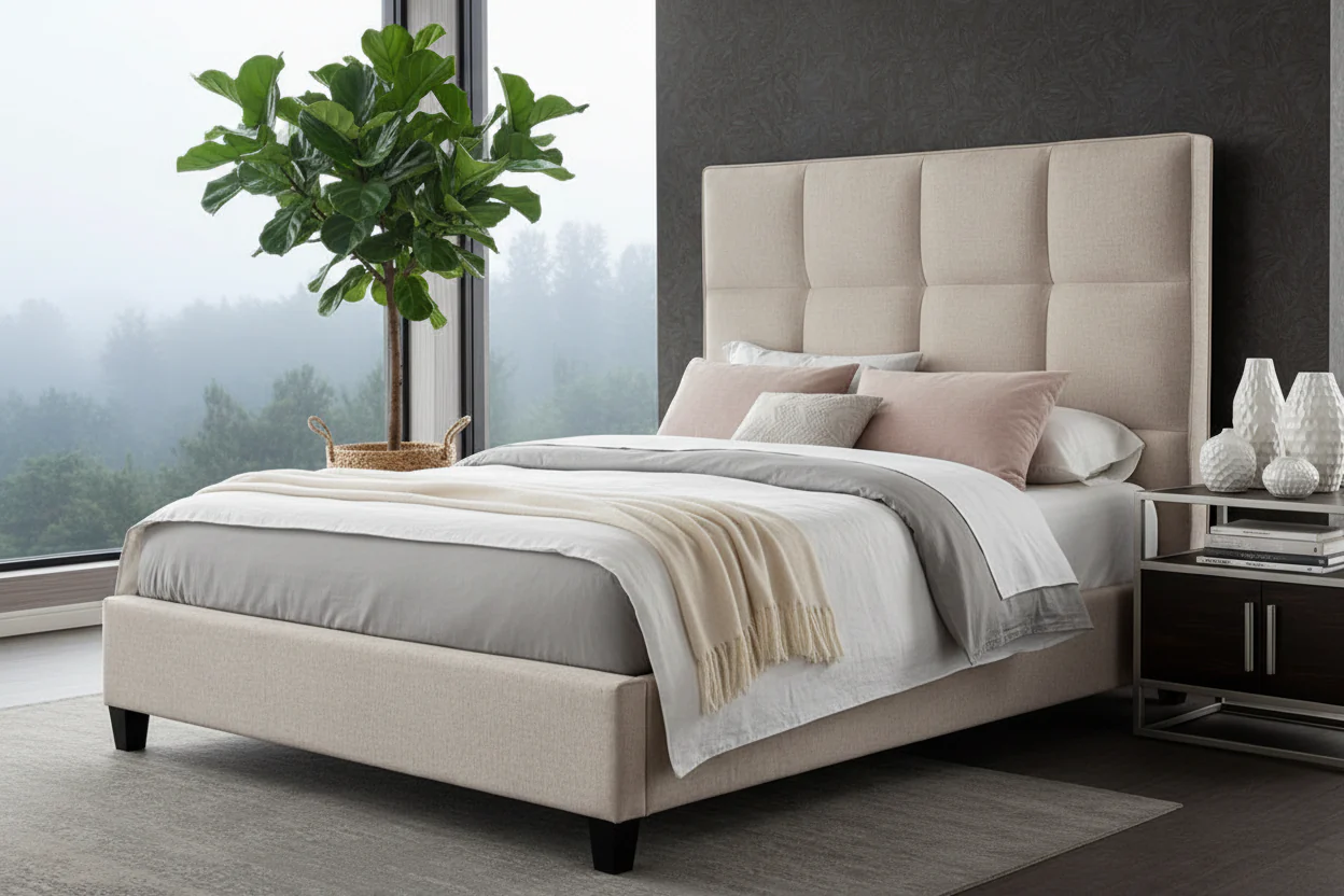 Upholstered Panel Platform Bed - Image 10