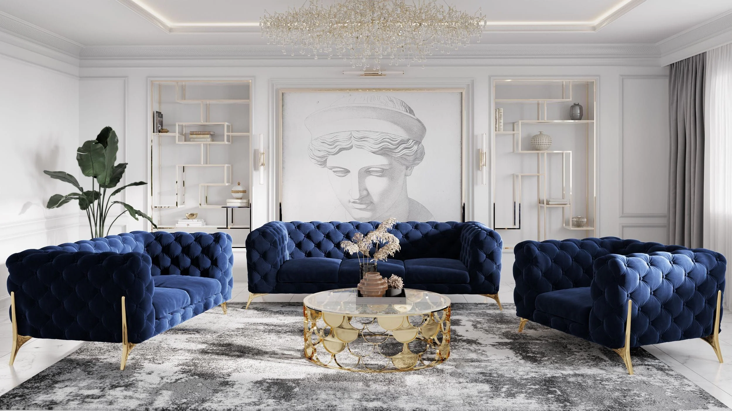 Velvet Grandeur Sofa Set - Image 3