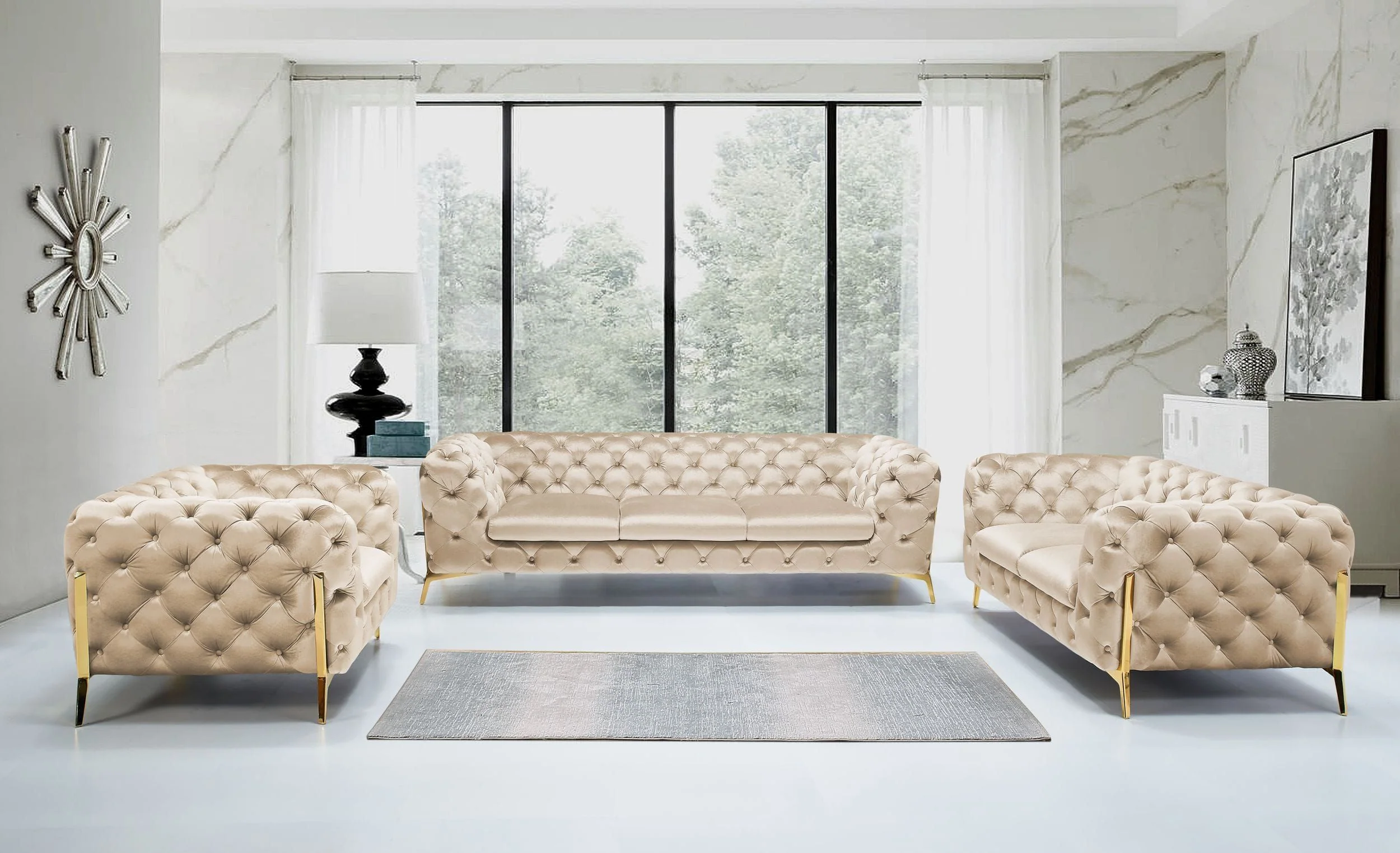 Velvet Grandeur Sofa Set - Image 4