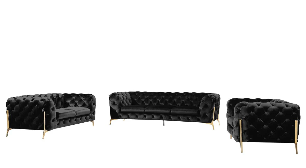 Velvet Grandeur Sofa Set - Image 5