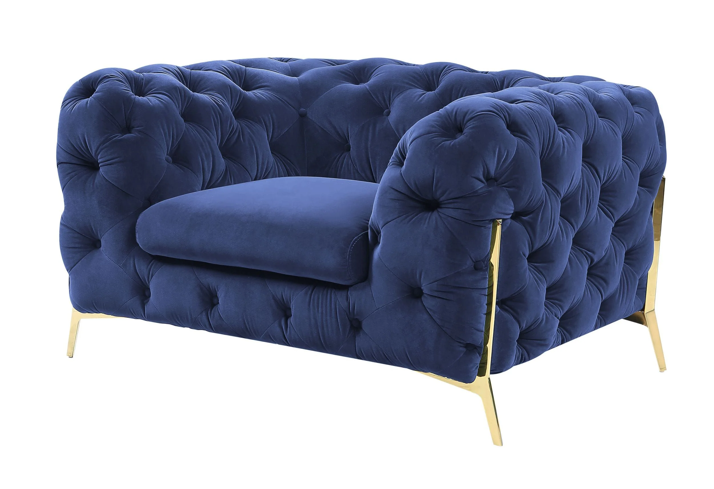 Velvet Grandeur Sofa Set - Transitional Fabric Chair - Image 5