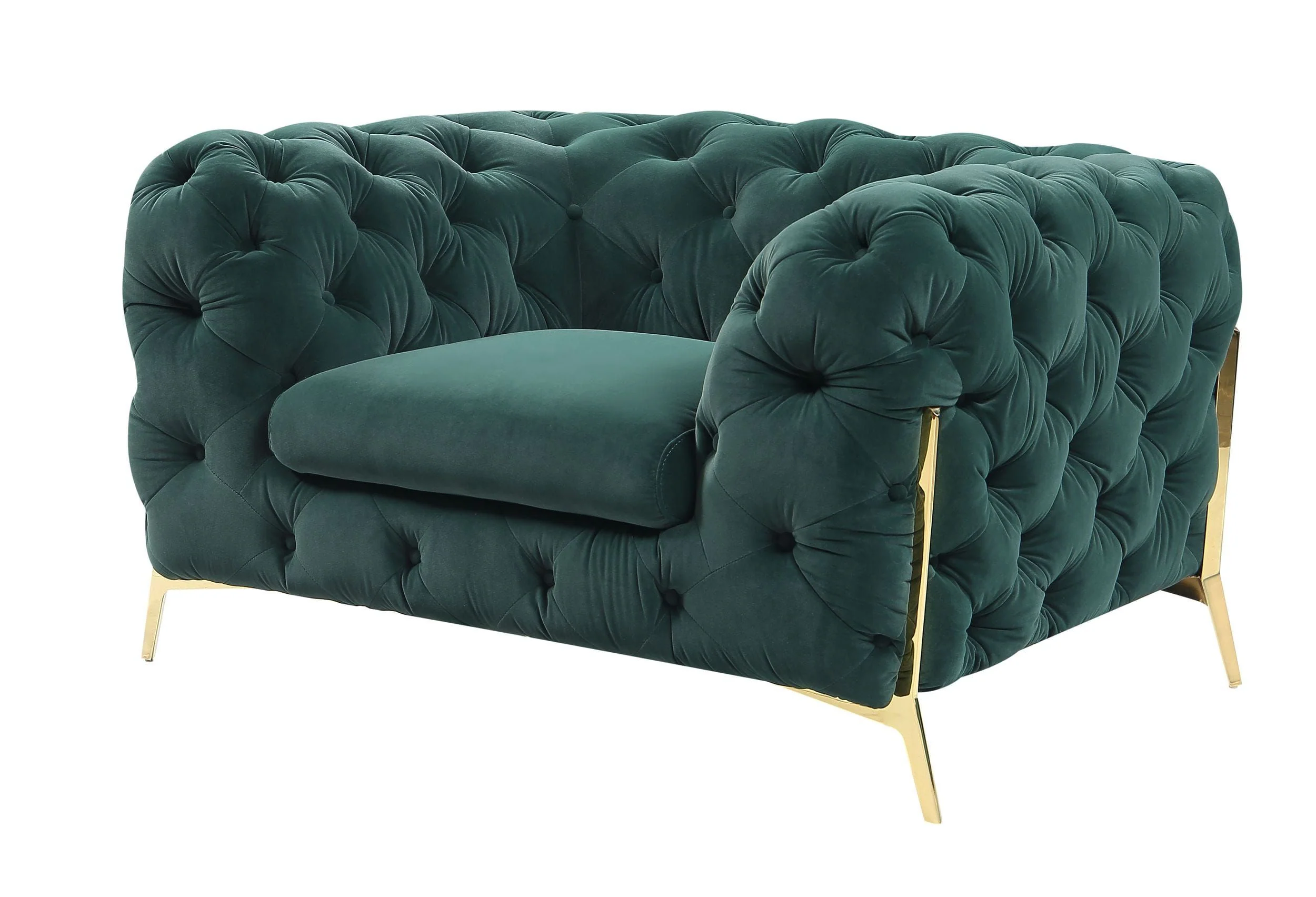 Velvet Grandeur Sofa Set - Transitional Fabric Chair - Image 7