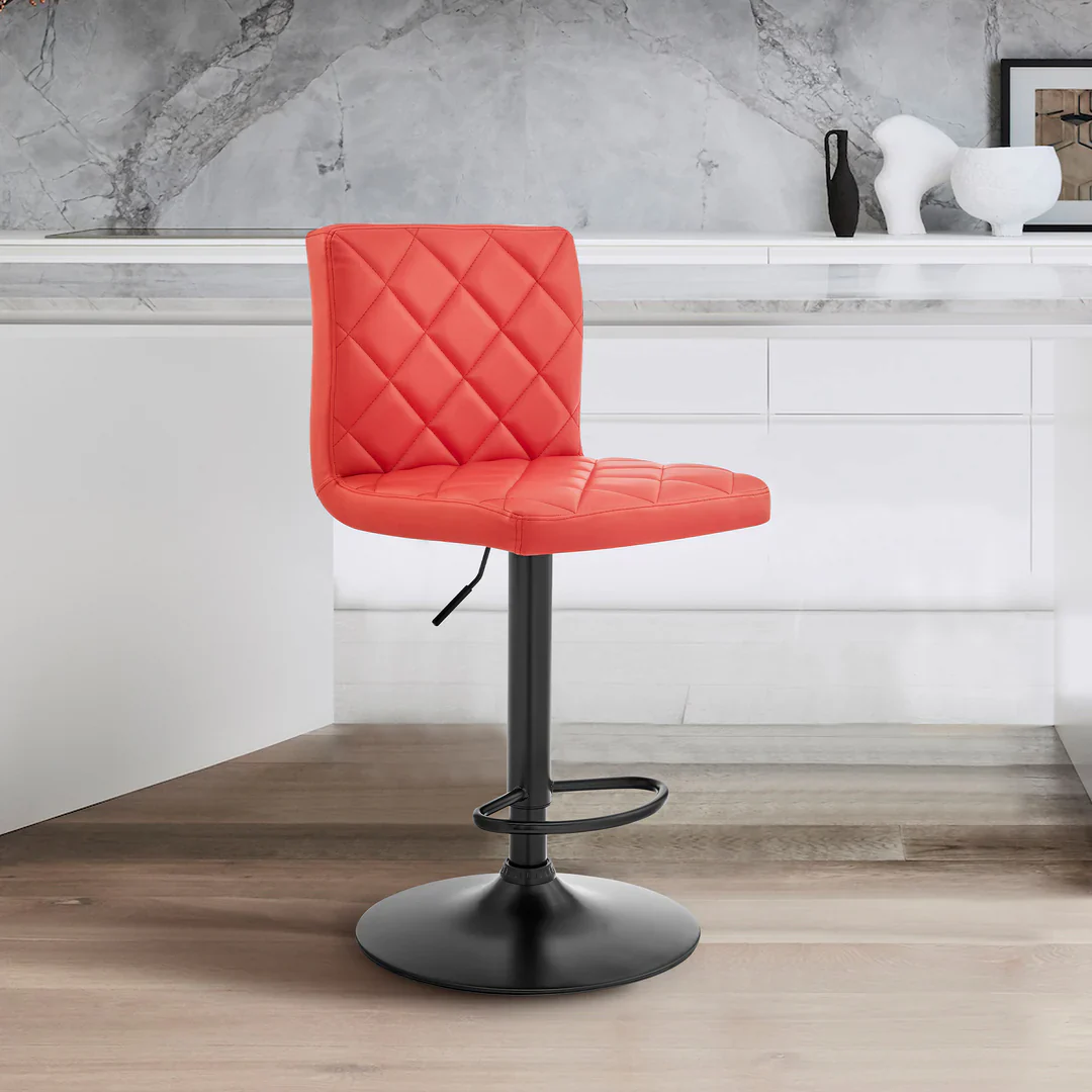 Vibrant Diamond-Stitched Adjustable Bar Stool - Image 10