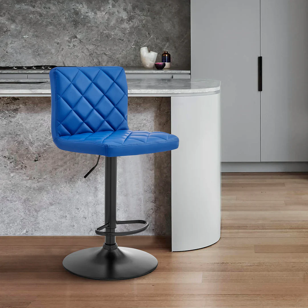 Vibrant Diamond-Stitched Adjustable Bar Stool - Image 4
