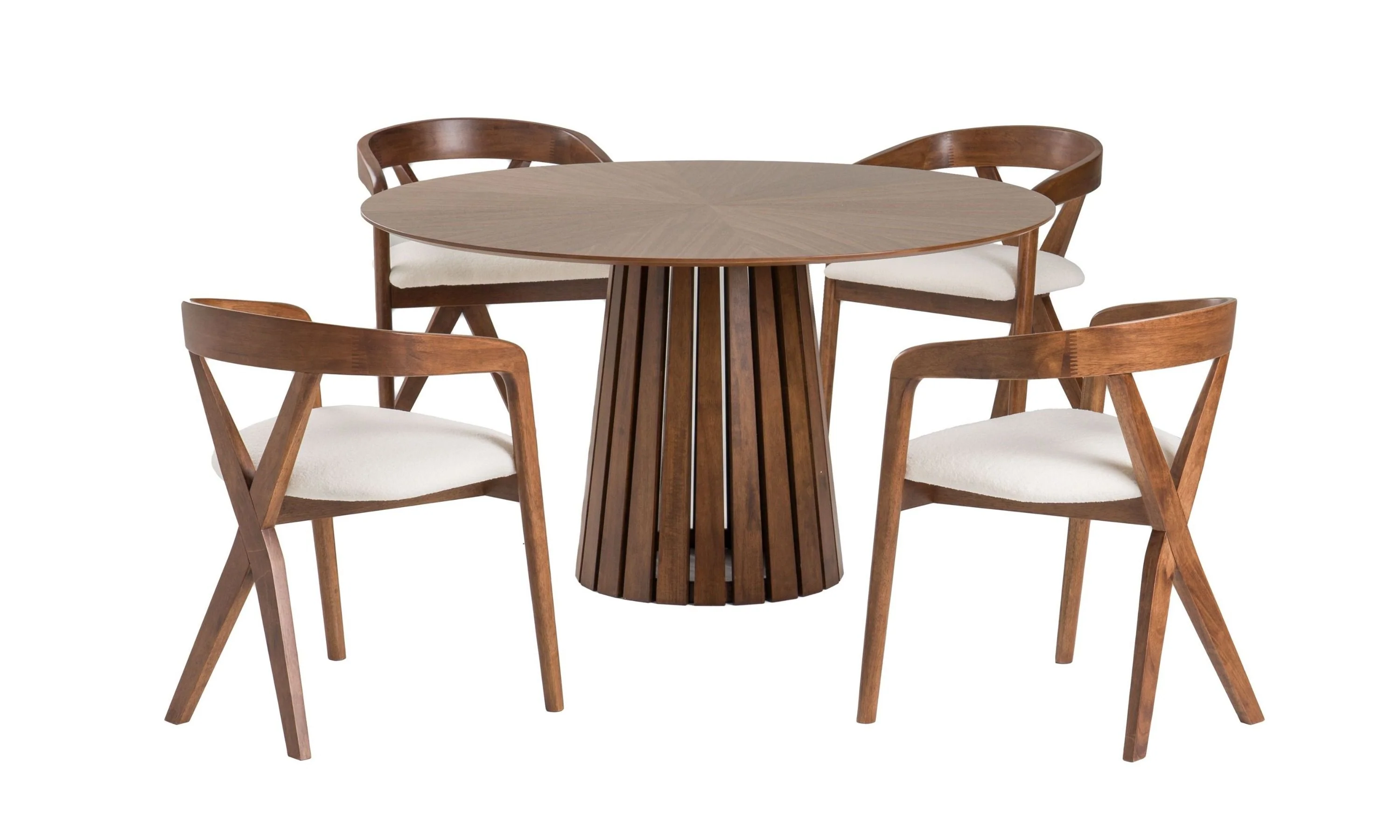 Walnut Grace Round Dining Table Set - Image 3
