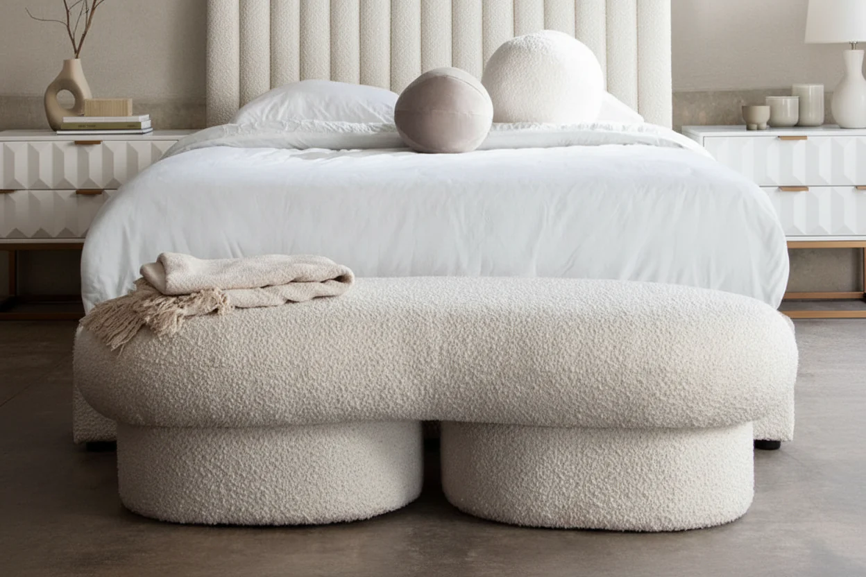 Wave Bouclé Upholstered Bench - Image 10