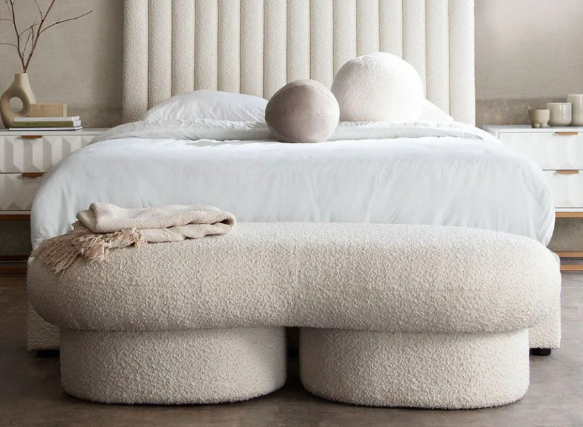 Wave Bouclé Upholstered Bench - Image 3