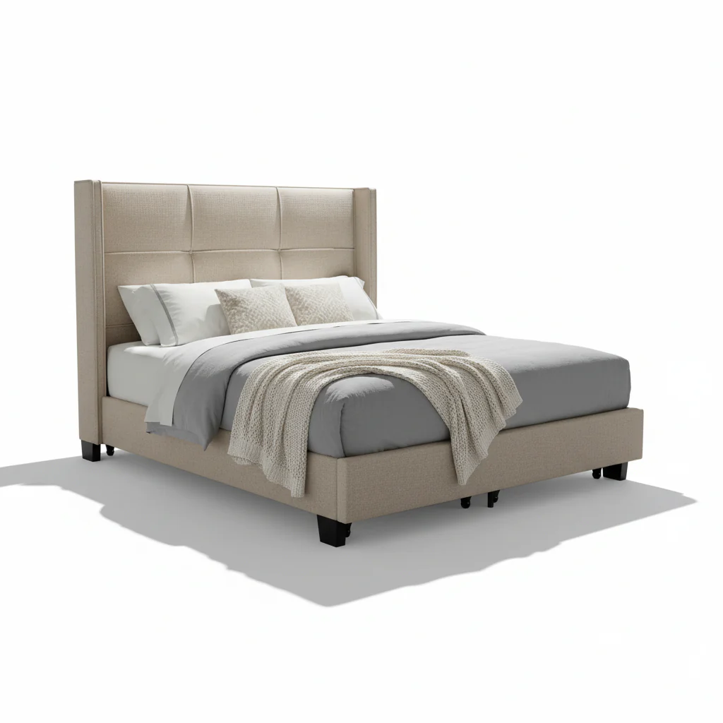 Wingback Upholstered Platform Bed