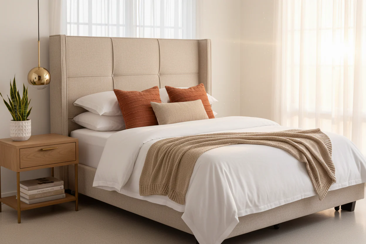 Wingback Upholstered Platform Bed - Image 2