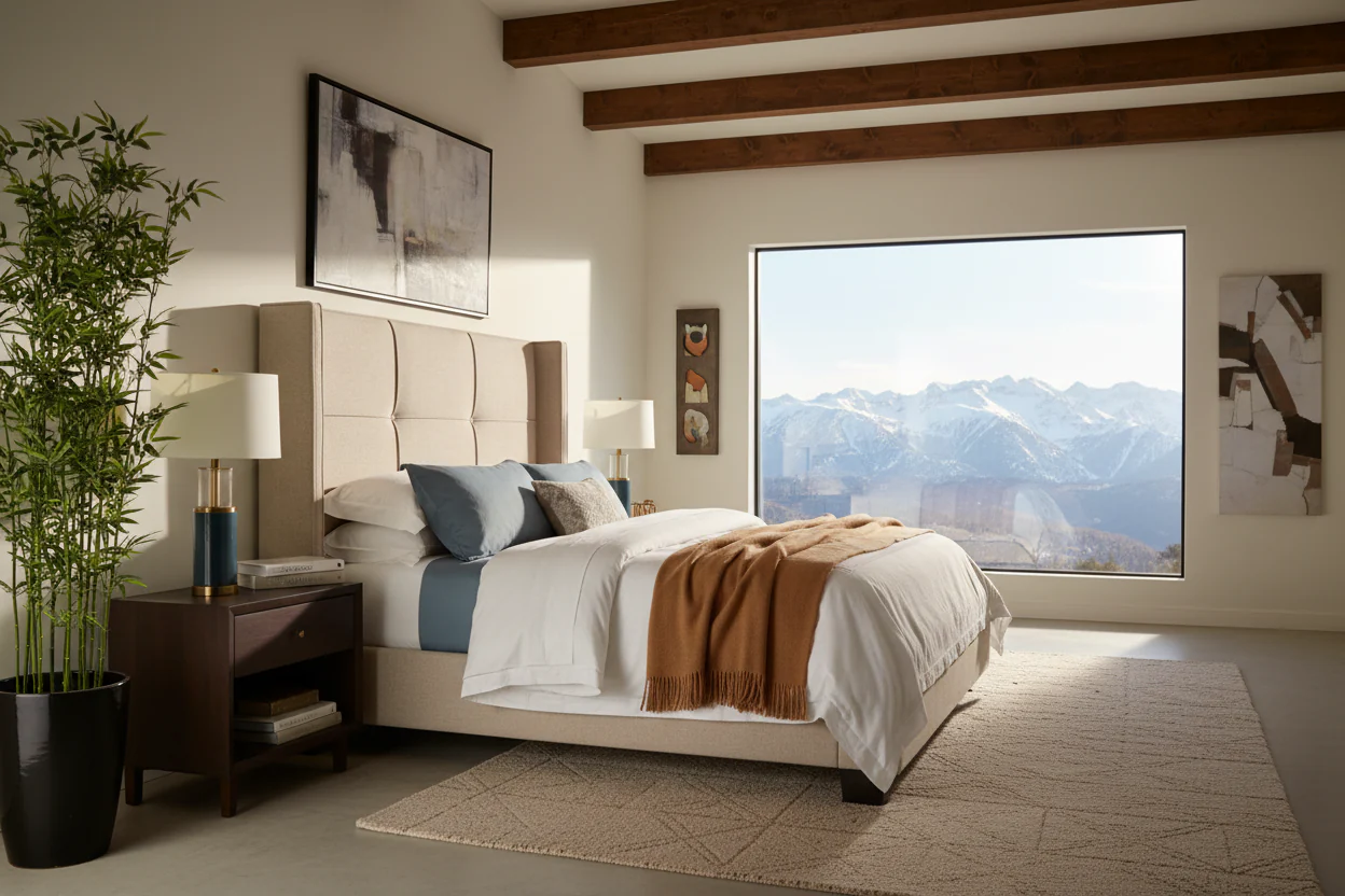 Wingback Upholstered Platform Bed - Image 5