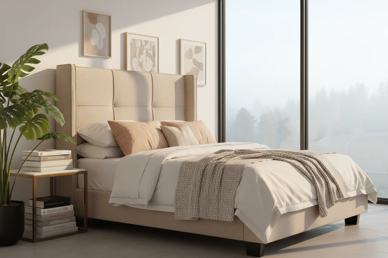 Wingback Upholstered Platform Bed - Image 8