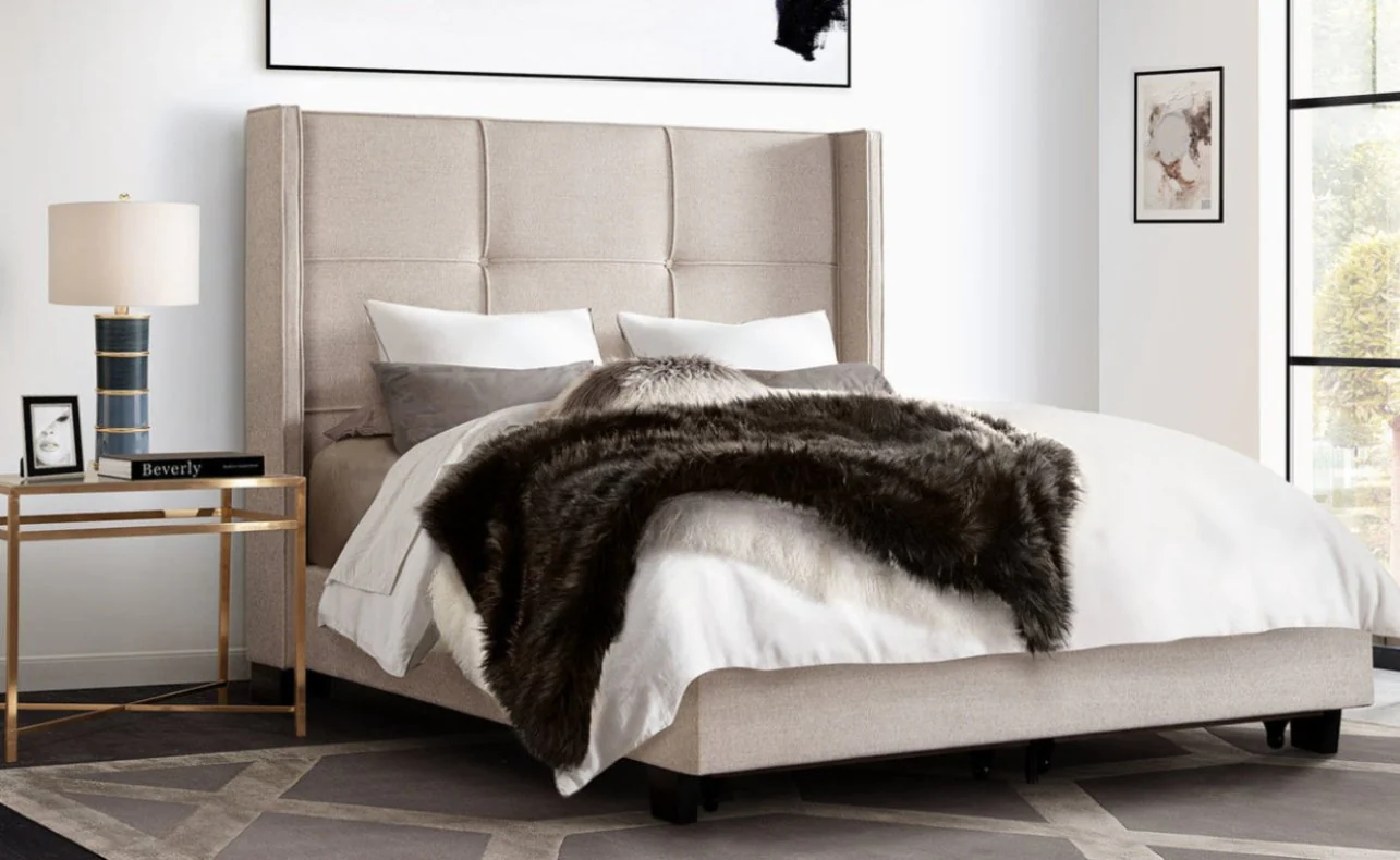 Wingback Upholstered Platform Bed - Image 9
